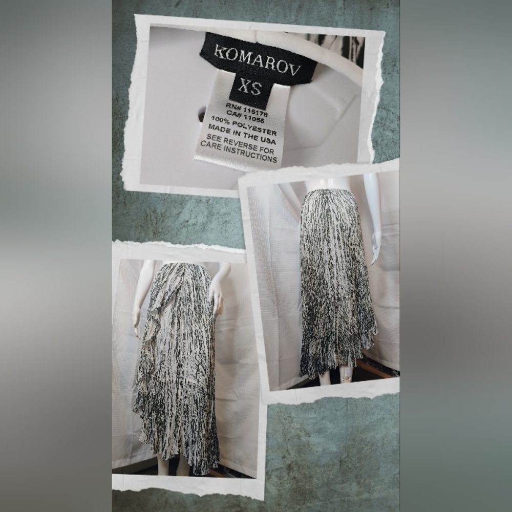 Komarov Black and White Asymmetrical Maxi Skirt